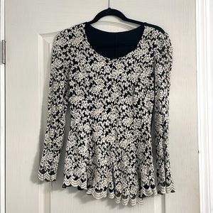 Cream Lace Long Sleeve Blouse